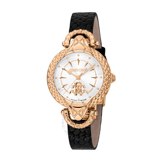 ساعة روبرتو كافالي النسائية الأنيقة ذات الميناء الفضي، كوارتز