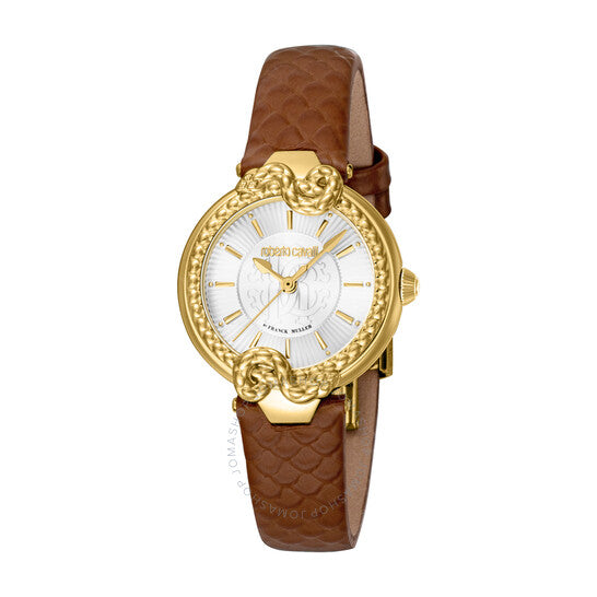 ساعة روبرتو كافالي النسائية الأنيقة ذات الميناء الفضي، كوارتز