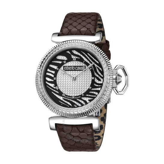 ساعة روبرتو كافالي النسائية بمينا فضي