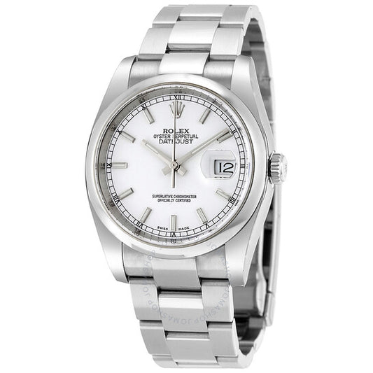 Rolex, Datejust 36 Automatic White Dial Stainless Steel Oyster Bracelet Men's Watch 116200WSO