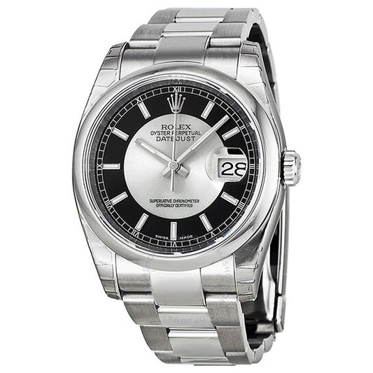 Rolex, Datejust 36 Black and Grey Dial Stainless Steel Oyster Bracelet Automatic Men's Watch 116200BKRSO