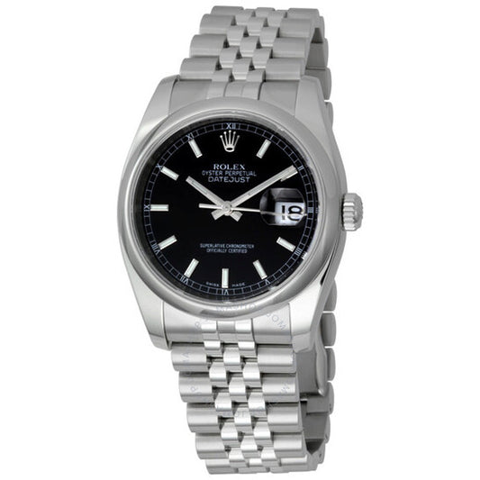 Rolex, Datejust 36 Black Dial Stainless Steel Jubilee Bracelet Automatic Men's Watch 116200BKSJ