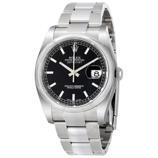 Rolex, Datejust 36 Black Dial Stainless Steel Oyster Bracelet Automatic Men's Watch 116200BKSO