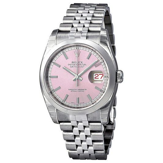 Rolex, Datejust 36 Pink Dial Stainless Steel Jubilee Bracelet Automatic Men's Watch