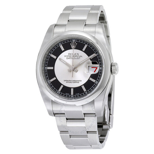 Rolex, Datejust 36 Silver and Black Dial Stainless Steel Oyster Bracelet Automatic Men's Watch