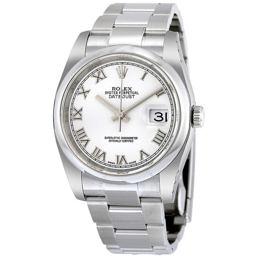 Rolex, Datejust 36 White Dial Stainless Steel Oyster Bracelet Automatic Men's Watch 116200WRO