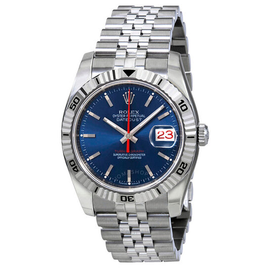 Rolex, Datejust Blue Index Dial Turn-o-Graph Bezel Jubilee Bracelet Men's Watch 116264BLSJ