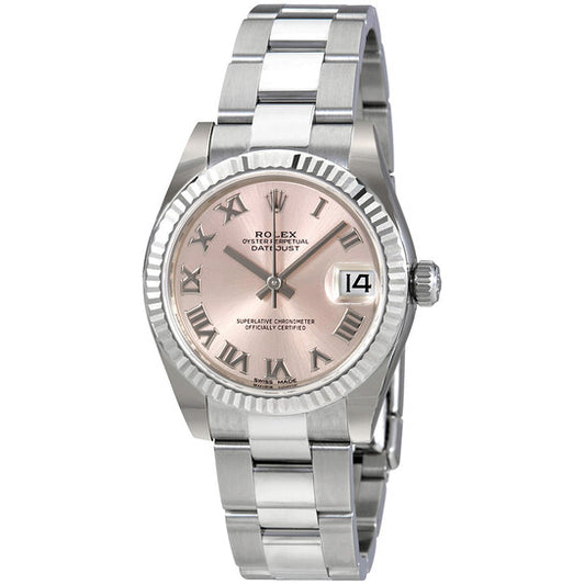 ساعة رولكس ديت جست ليدي 31 أوتوماتيكية بمينا وردي وسوار أويستر من الفولاذ المقاوم للصدأ