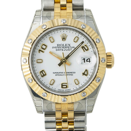 ساعة رولكس ديت جست النسائية ذات الميناء الأبيض