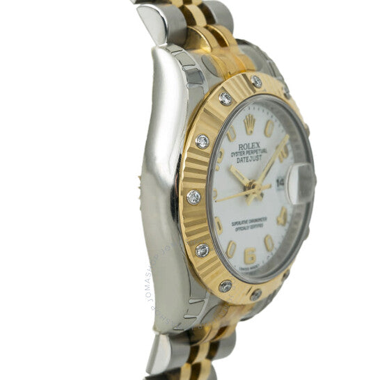 ساعة رولكس ديت جست النسائية ذات الميناء الأبيض