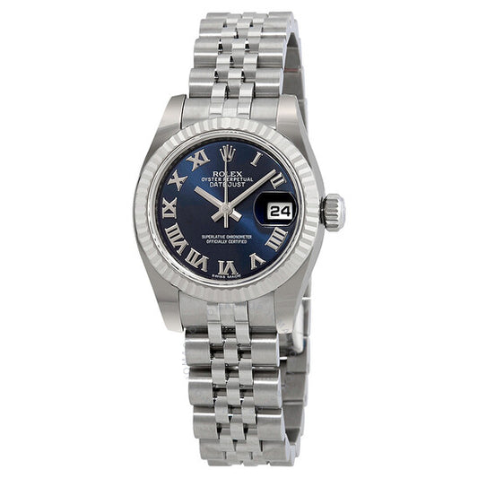 ساعة رولكس ليدي ديت جست 26 أوتوماتيكية بمينا أزرق وسوار من الفولاذ المقاوم للصدأ