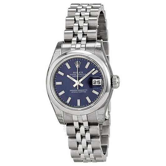 ساعة رولكس ليدي ديت جست 26 أوتوماتيكية بمينا أزرق وسوار من الفولاذ المقاوم للصدأ