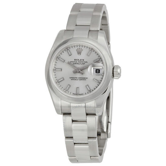 ساعة رولكس ليدي ديت جست 26 أوتوماتيكية بمينا فضي وسوار أويستر من الفولاذ المقاوم للصدأ 179160SSO