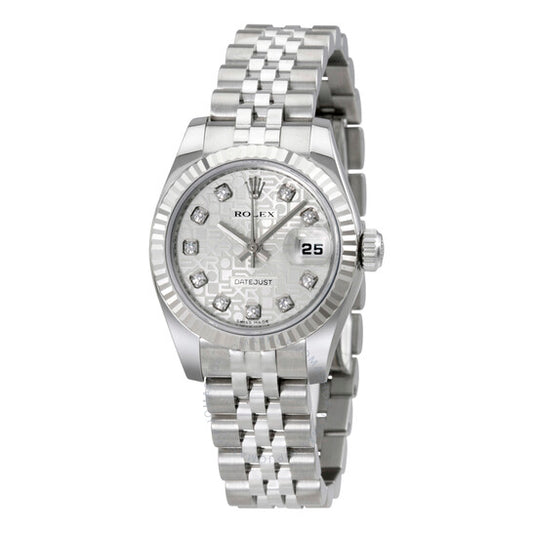 ساعة رولكس ليدي ديت جست 26 أوتوماتيكية بمينا فضي وسوار من الفولاذ المقاوم للصدأ