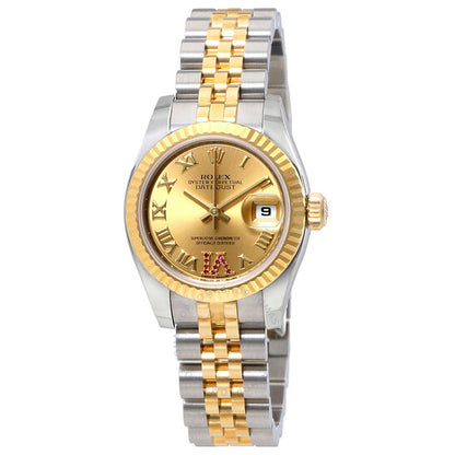 ساعة رولكس ليدي ديت جست أوتوماتيكية بمينا ياقوت شامبانيا