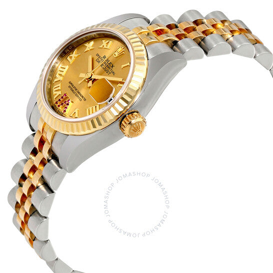 ساعة رولكس ليدي ديت جست أوتوماتيكية بمينا ياقوت شامبانيا