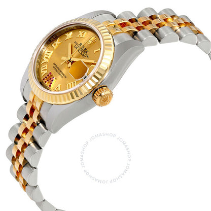 ساعة رولكس ليدي ديت جست أوتوماتيكية بمينا ياقوت شامبانيا