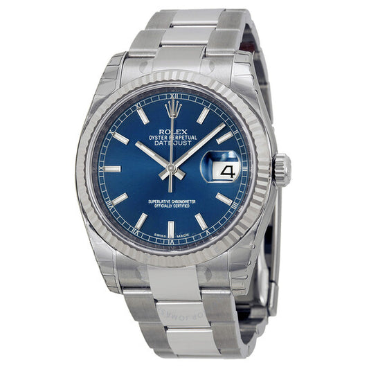 Rolex, Oyster Perpetual 36 mm Automatic Blue Dial Stainless Steel Bracelet Men's Watch