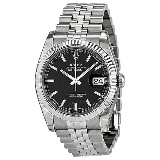 Rolex, Oyster Perpetual 36 mm Black Dial Stainless Steel Jubilee Bracelet Automatic Men's Watch