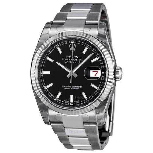 Rolex, Oyster Perpetual 36 mm Black Dial Stainless Steel Bracelet Automatic Men's Watch BKSO