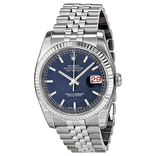 Rolex, Oyster Perpetual 36 mm Blue Dial Stainless Steel Jubilee Bracelet Automatic Men's Watch 116234BLSJ