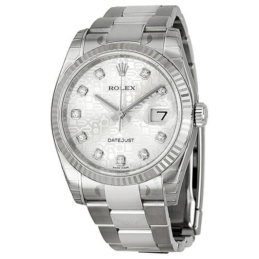 ساعة رولكس أويستر بيربيتوال 36 مم، مينا فضية، سوار من الفولاذ المقاوم للصدأ، أوتوماتيكية للسيدات