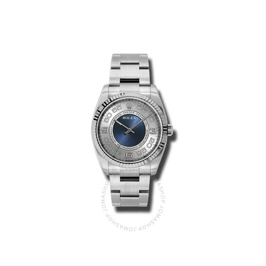 Rolex, Oyster Perpetual 36 mm Silver Dial With Blue Center Dial Stainless Steel Bracelet Automatic Men's Watch