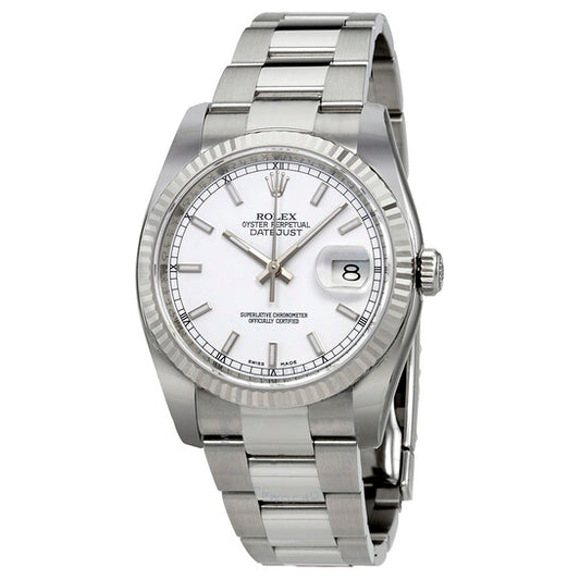 Rolex, Oyster Perpetual 36 mm White Dial Stainless Steel Bracelet Automatic Men's Watch