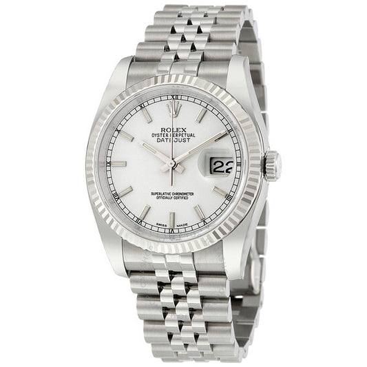 Rolex, Oyster Perpetual 36 mm White Dial Stainless Steel Jubilee Bracelet Automatic Men's Watch