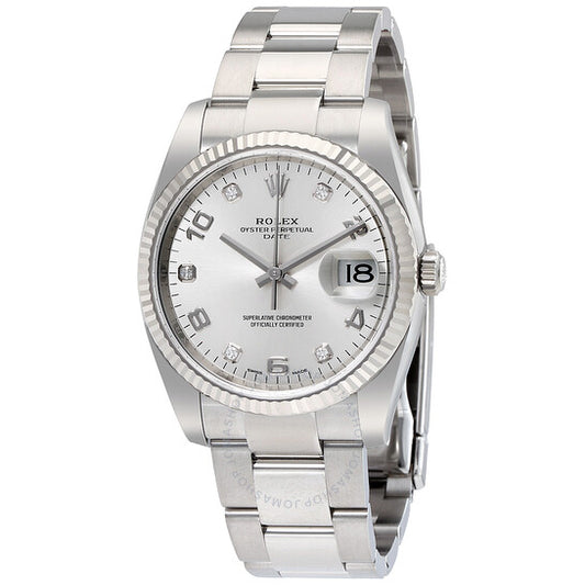 Rolex, Oyster Perpetual Date 34 Silver Dial Stainless Steel Bracelet Automatic Men's Watch