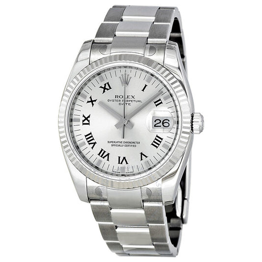 Rolex, Oyster Perpetual Date 34 Silver Dial Stainless Steel Bracelet Automatic Men's Watch