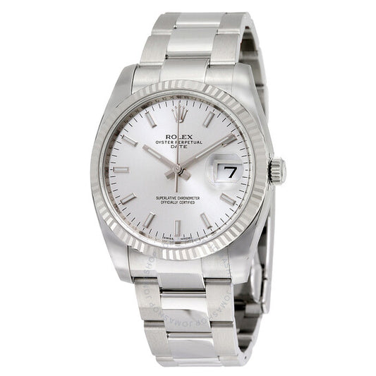 Rolex, Oyster Perpetual Date 34 Silver Dial Stainless Steel Bracelet Automatic Men's Watch
