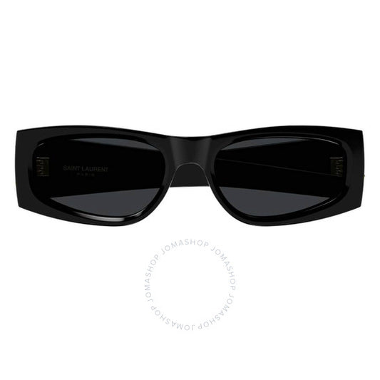 نظارة شمسية نسائية مستطيلة سوداء من سان لوران
