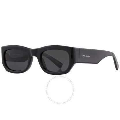 نظارة شمسية نسائية مستطيلة باللون الرمادي الداكن من سان لوران