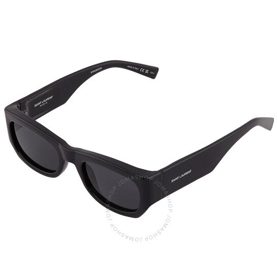 نظارة شمسية نسائية مستطيلة باللون الرمادي الداكن من سان لوران