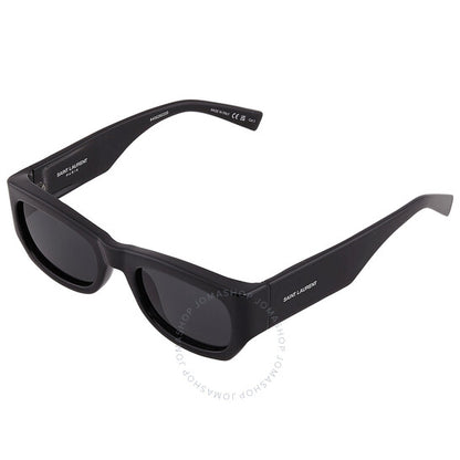 نظارة شمسية نسائية مستطيلة باللون الرمادي الداكن من سان لوران