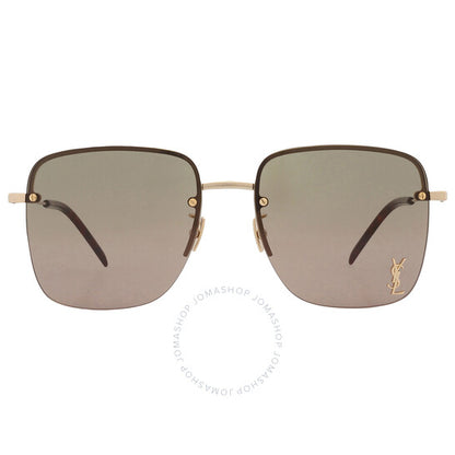 Saint Laurent, Green Square Ladies Sunglasses