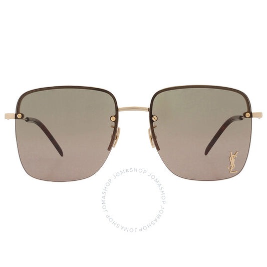 Saint Laurent, Green Square Ladies Sunglasses