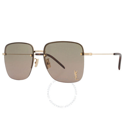 Saint Laurent, Green Square Ladies Sunglasses