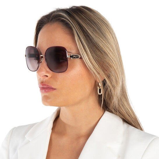 Salvatore Bordeaux Gradient Square Ladies Sunglasses