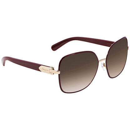 Salvatore Bordeaux Gradient Square Ladies Sunglasses