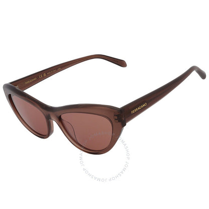 نظارات شمسية نسائية من فيراغامو، سلفاتوري، بنية اللون، بتصميم عين القطة