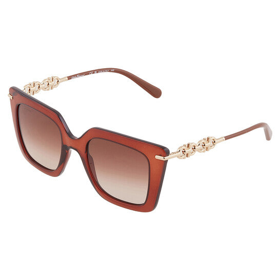Salvatore Brown Gradient Butterfly Ladies Sunglasses