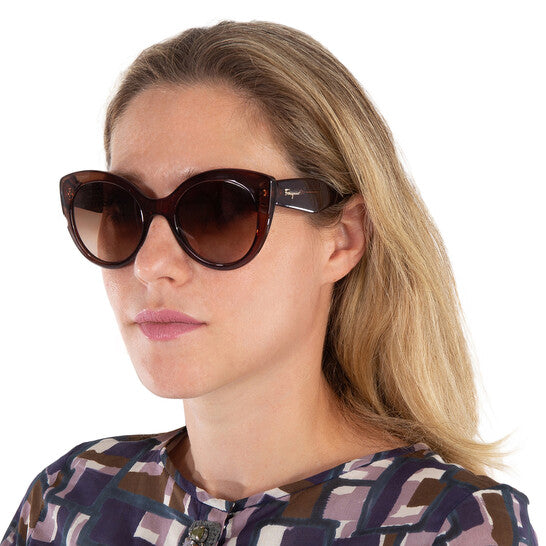 Salvatore Brown Gradient Butterfly Ladies Sunglasses