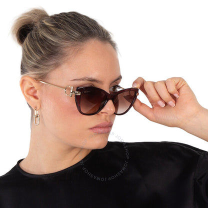 نظارات شمسية سالفاتوري فيراغامو، بنية متدرجة اللون بتصميم عين القطة