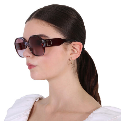 Salvatore Brown Gradient Geometric Ladies Sunglasses