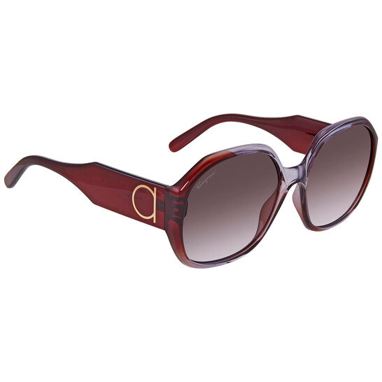 Salvatore Brown Gradient Geometric Ladies Sunglasses