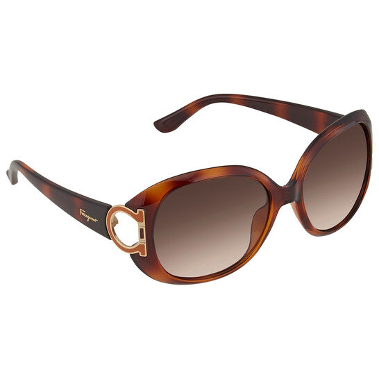 Salvatore Brown Gradient Oval Ladies Sunglasses