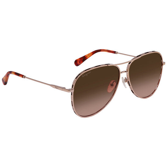 Salvatore Brown Gradient Pilot Ladies Sunglasses