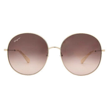 Salvatore Brown Gradient Round Ladies Sunglasses